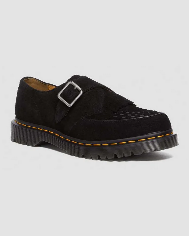 Dr.Martens Suède Ramsey Wildleder Kiltie Buckle Creepers Schuhe in Schwarz, Größe Schwarz