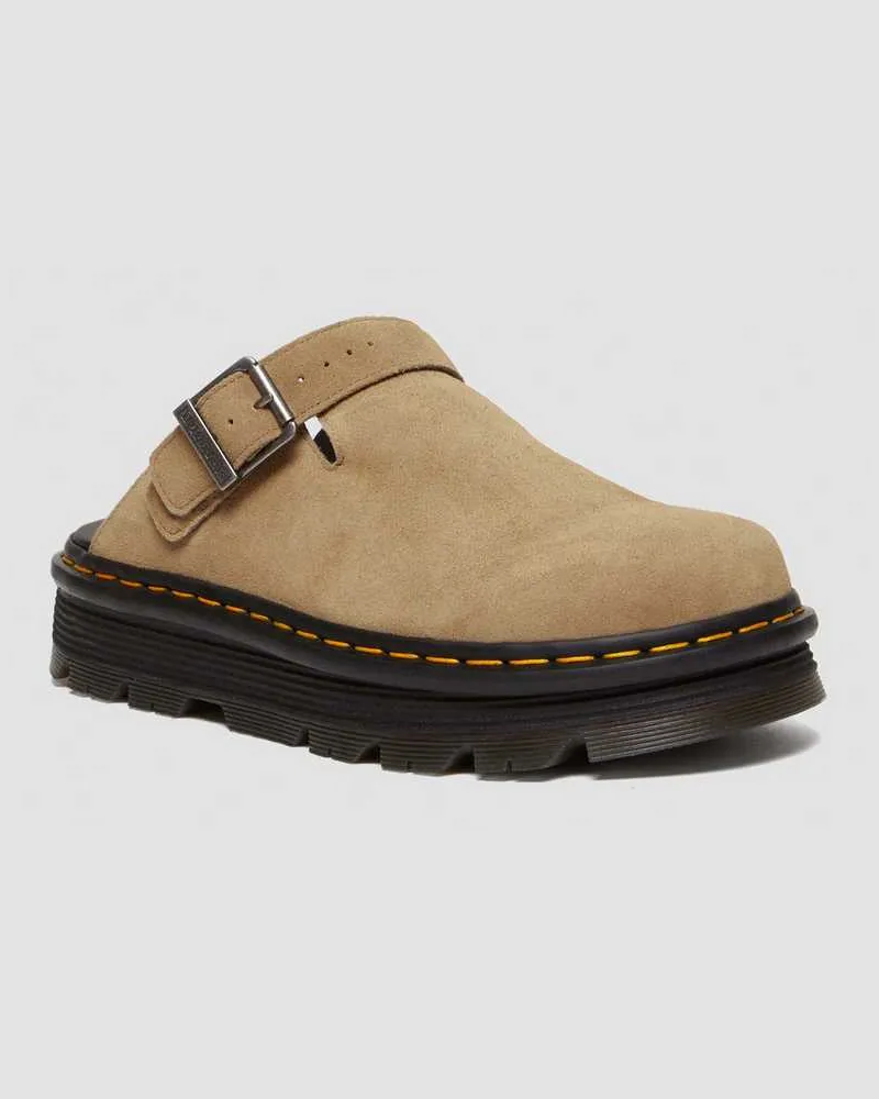 Dr.Martens Suède Zebzag Wildleder Casual Slingback Plateau Mules in Bräunen/Braun, Größe Bräunen