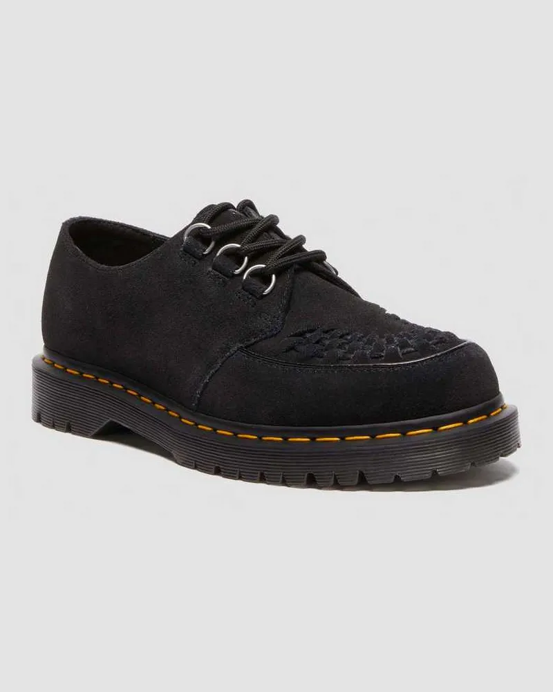 Dr.Martens Suède Ramsey Woven Wildleder Creeper Schuhe in Schwarz, Größe Schwarz