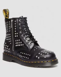 Dr.Martens 1460 Studded Zip Leder Stiefel in Schwarz/Metallic Schwarz