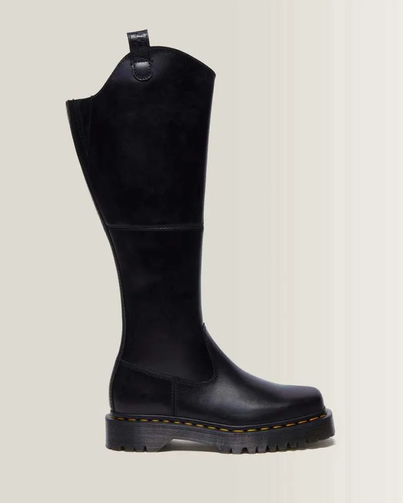 Dr.Martens Amaayah Kniehohe Leder Reitstiefel in Schwarz, Größe Schwarz