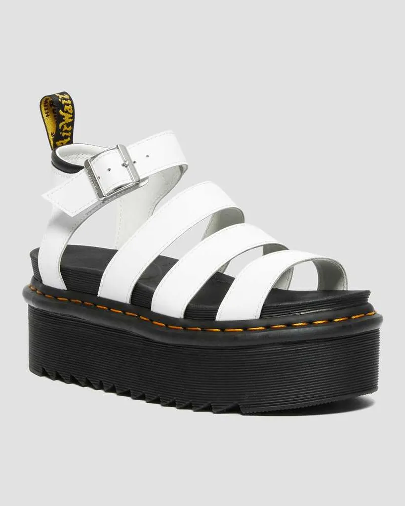 Dr.Martens Blaire Quad Hydro Leder Plateau Gladiator Sandalen in Weiß, Größe Weiß