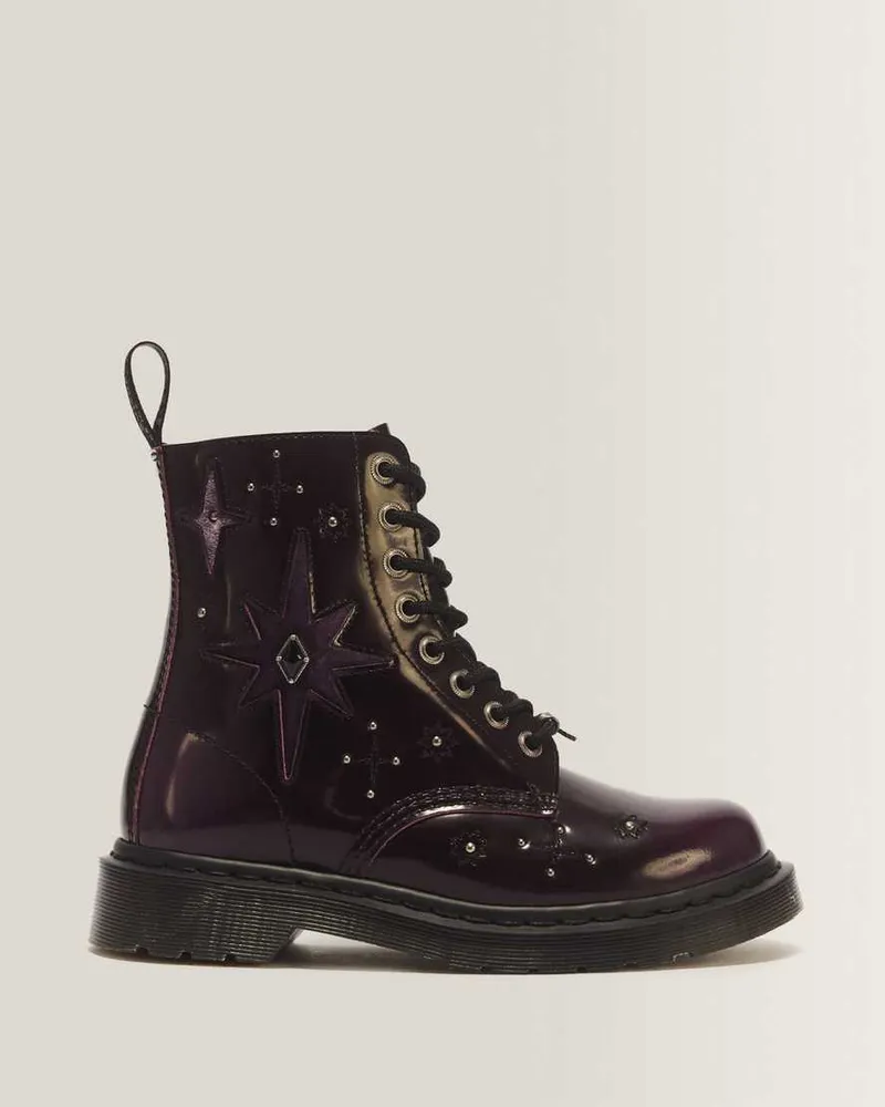Dr.Martens 1460 Pascal Whimsigoth Arcadia Leder & Samt Schnürstiefel in Violett, Größe Violett
