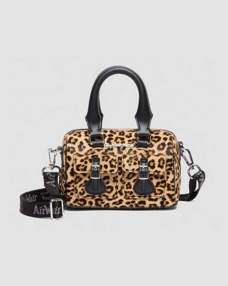 Dr.Martens Leder Mini Top Handle Leoparden Tasche in Schwarz Schwarz