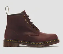 101 6 Eye Crazy Horse Leder Schnürstiefel in Rot, Größe