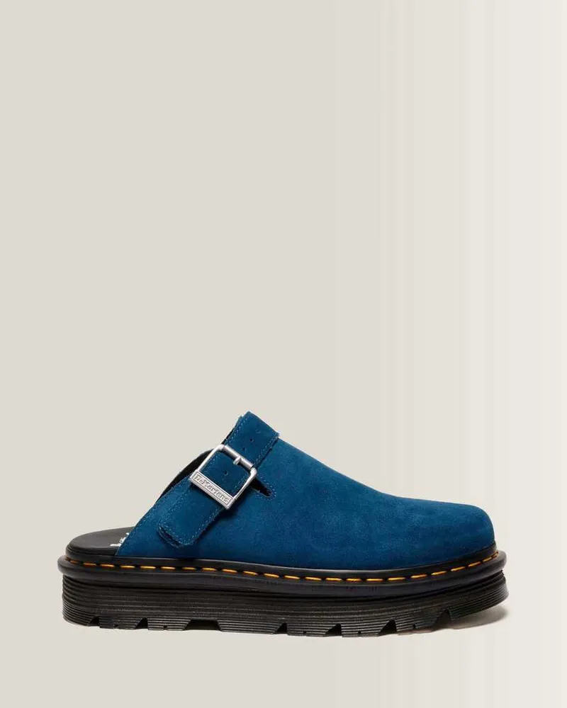 Dr.Martens Suède Zebzag Wildleder Casual Slingback Plateau Mules in Blau, Größe Blau