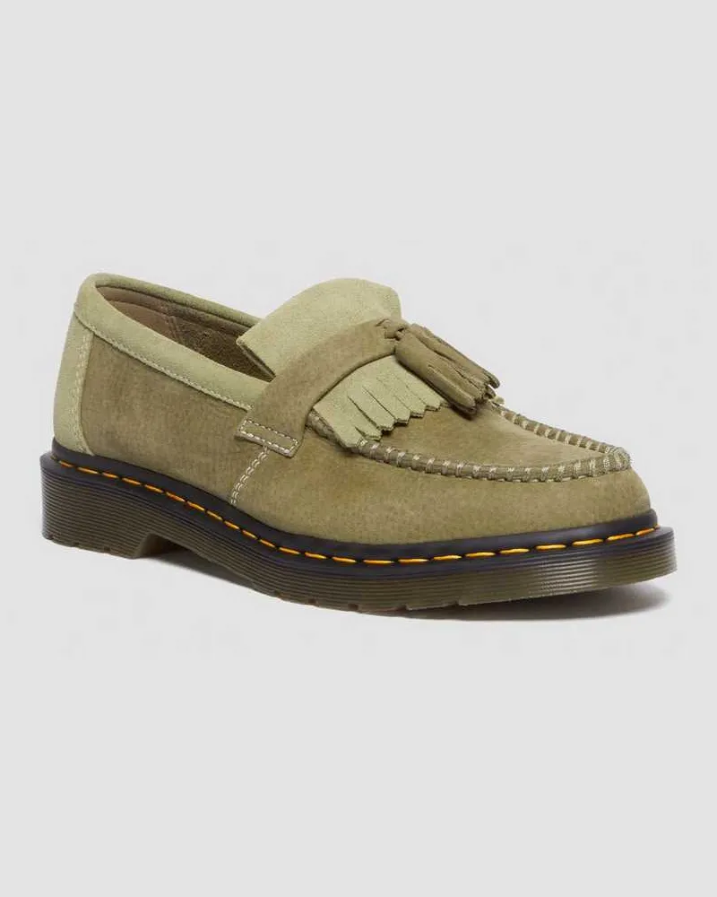 Dr.Martens Adrian Tumbled Nubuck Leder Tassel Loafer in Grün, Größe Grün