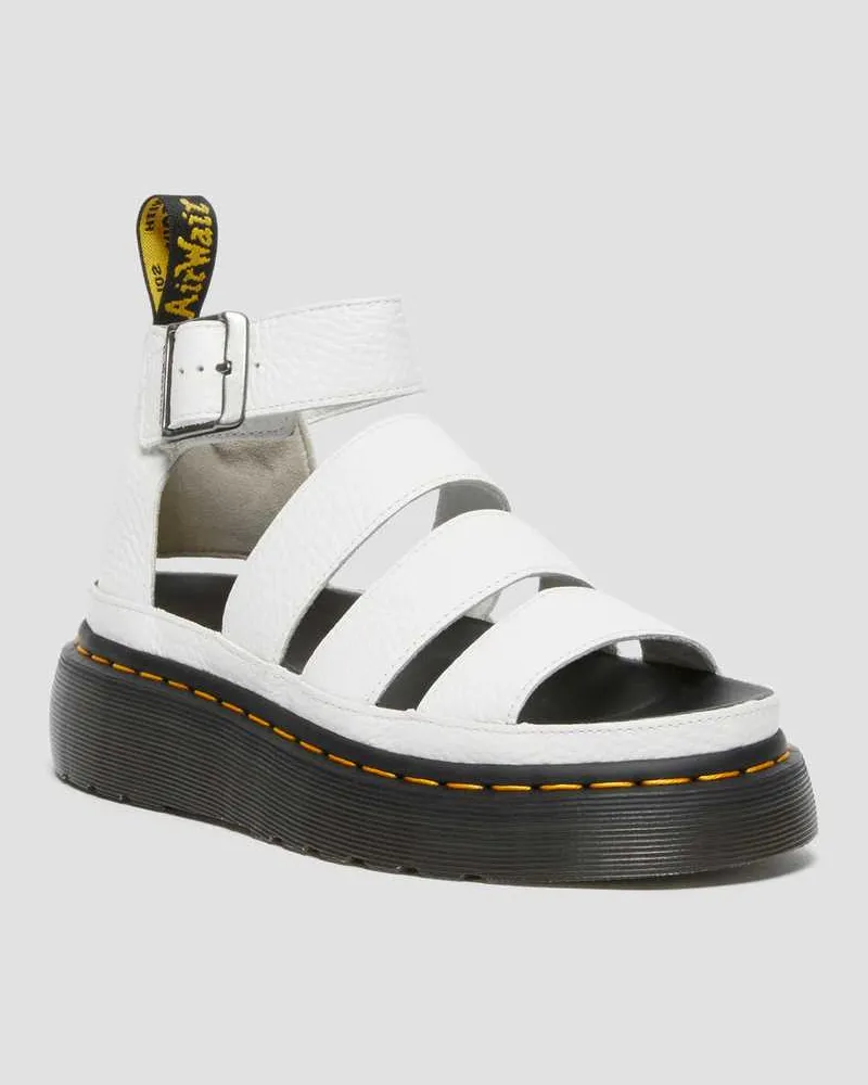 Dr.Martens Clarissa II Quad Milled Nappa Leder Plateau Sandalen in Weiß, Größe Weiß
