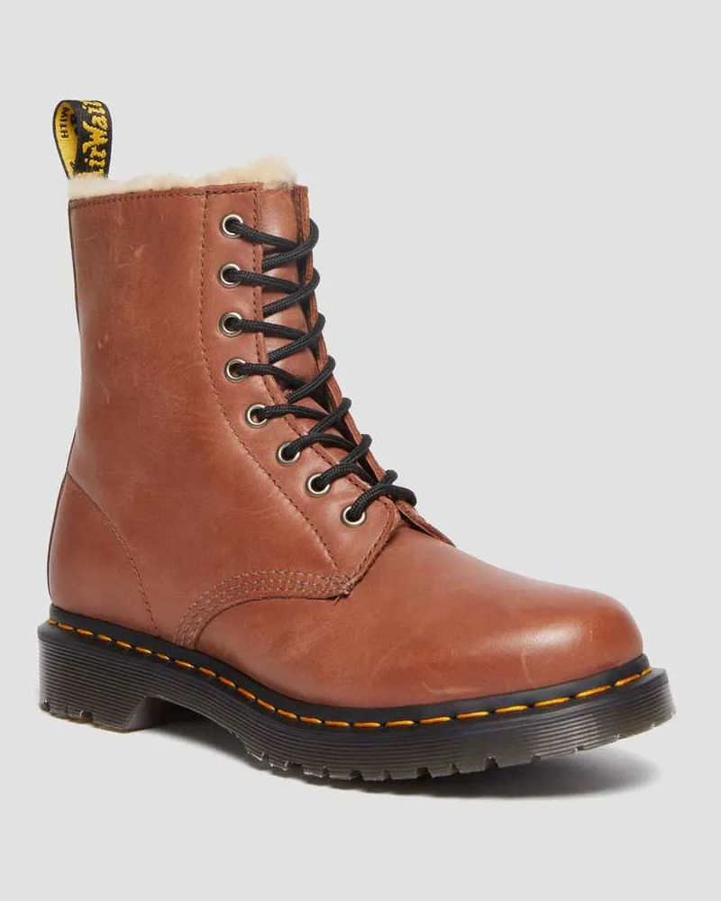 Dr.Martens 1460 Serena Leder Schnürstiefel Mit Kunstfellfutter in Bräunen, Größe Bräunen