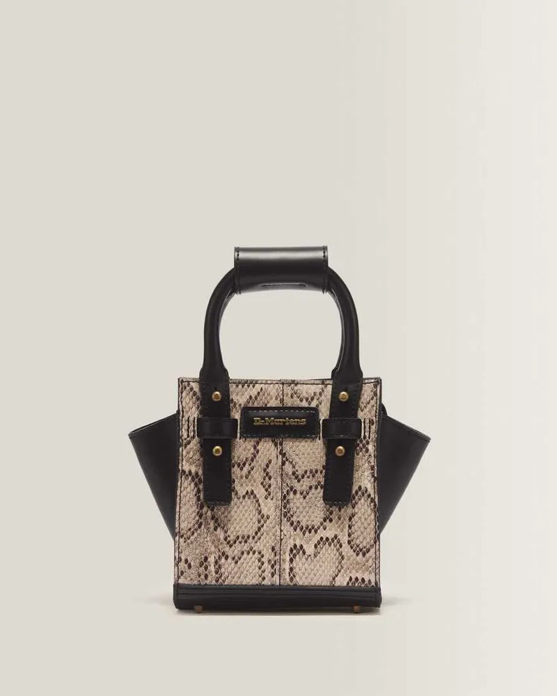 Dr.Martens Xs Snake Print Leder Tote Bag in Creme Creme