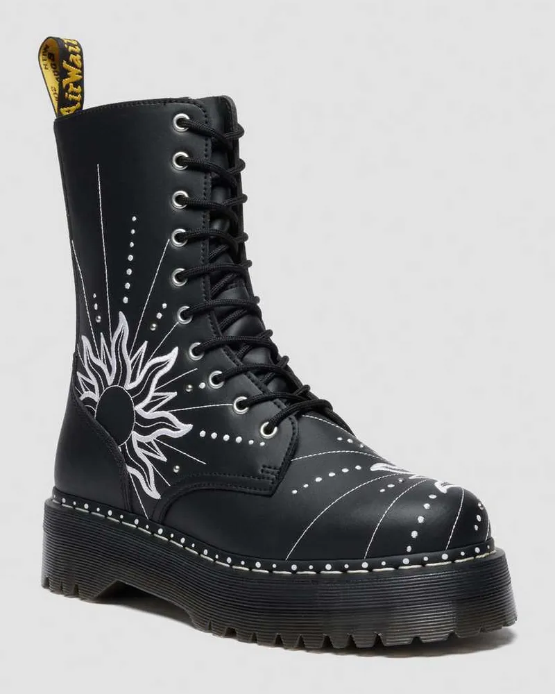 Dr.Martens Jadon Hi Solar Flare Reclaimed Leder Plateaustiefel Schuhe in Schwarz, Größe Schwarz