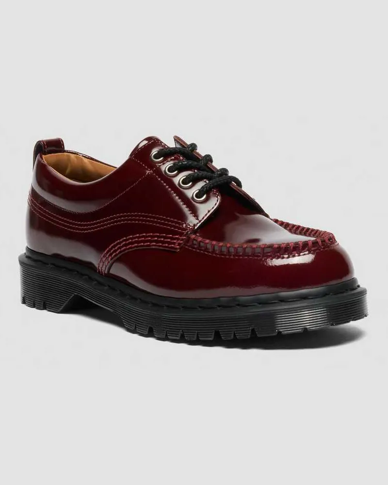 Dr.Martens Leder Lowell Laquered Moc Toe Schuhe in Rot, Größe Rot