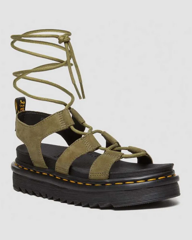 Dr.Martens Nartilla Tumbled Nubuck Leder Gladiatorsandalen in Grün, Größe Grün