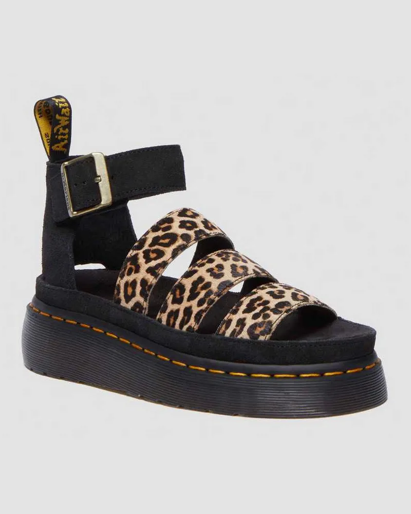 Dr.Martens Clarissa II Quad Leopard Leder Plateausandalen in Bräunen, Größe Bräunen