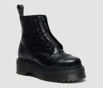 Sinclair Croc Emboss Leder Plateaustiefel Schuhe in Schwarz, Größe