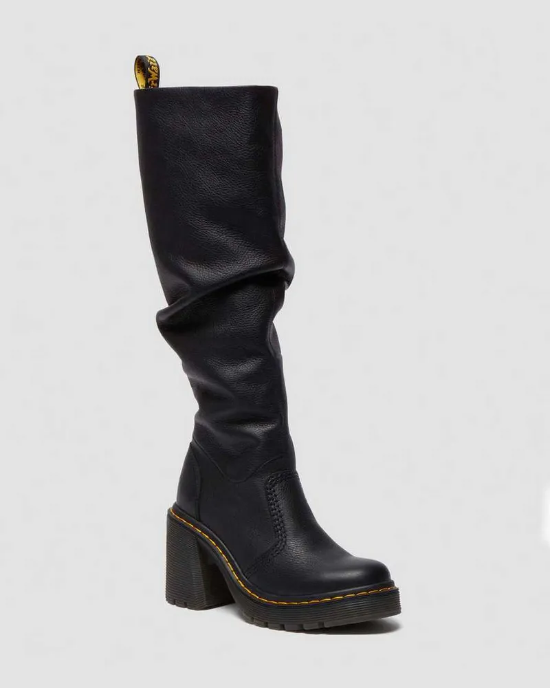 Dr.Martens Kasey Virginia Leder Kniehohe Absatzstiefel in Schwarz, Größe Schwarz