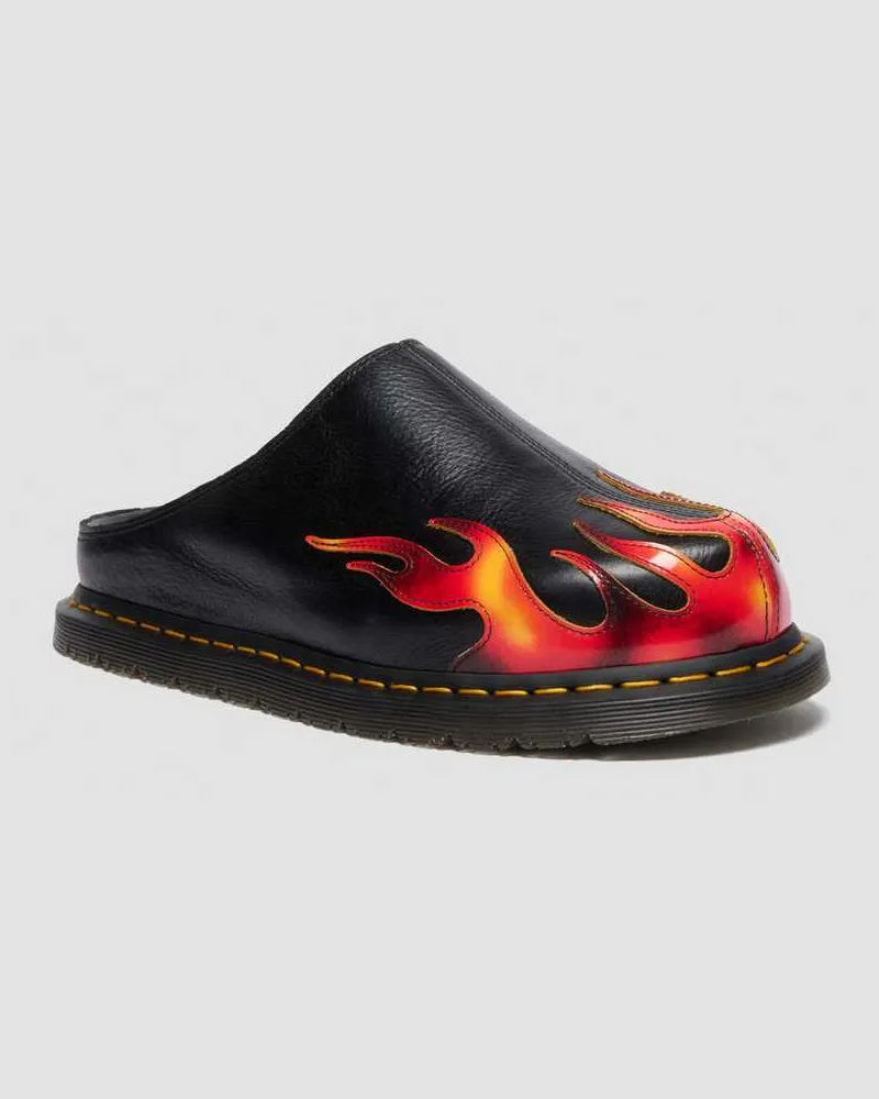 Dr.Martens San Flame Leder Mules in Schwarz, Größe Schwarz