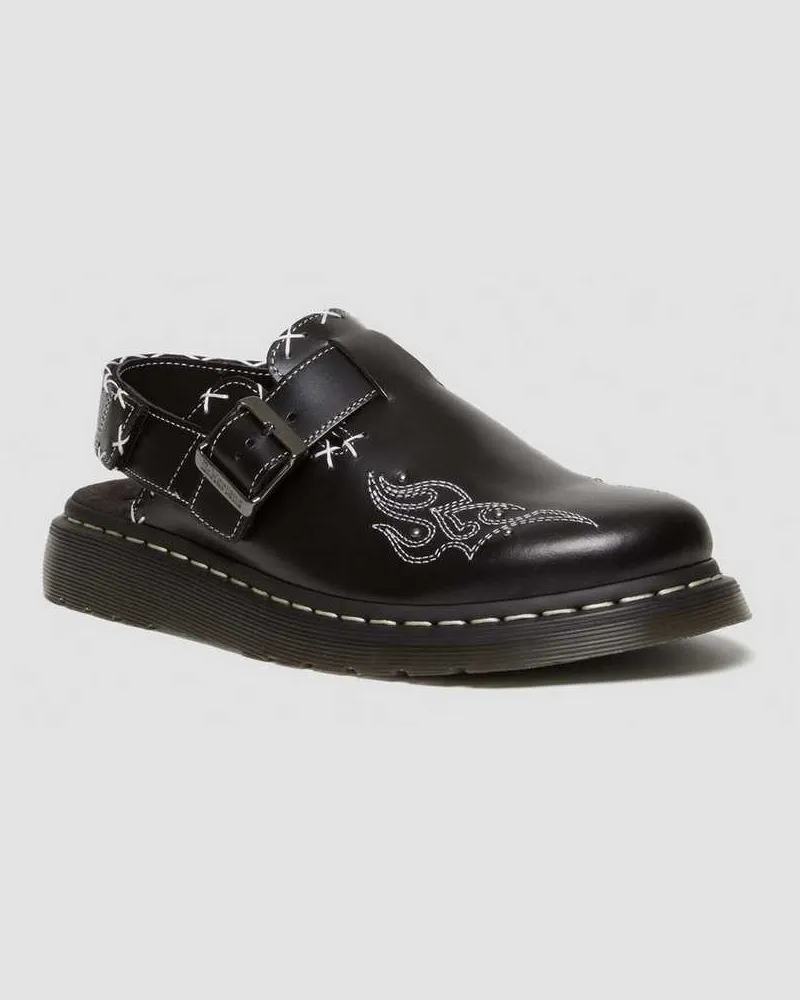 Dr.Martens Jorge Leder Mules Mit Kontrastnähten in Schwarz, Größe Schwarz
