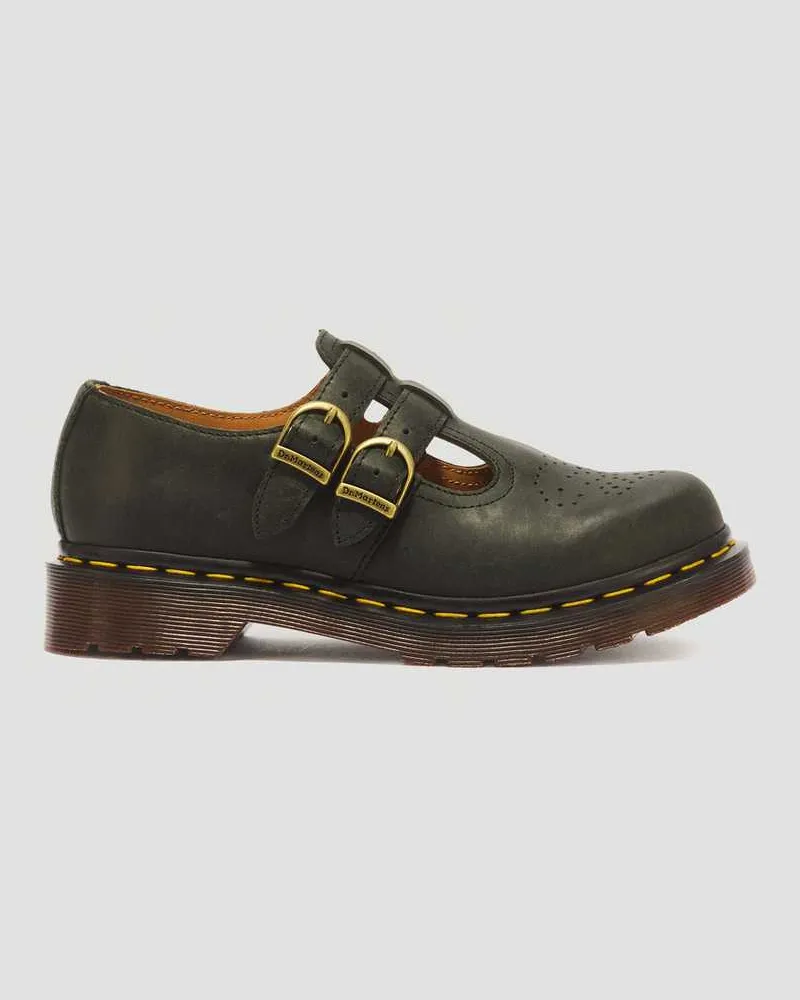 Dr.Martens 8065 Crazy Horse Leder Mary Jane Schuhe in Grün, Größe Grün