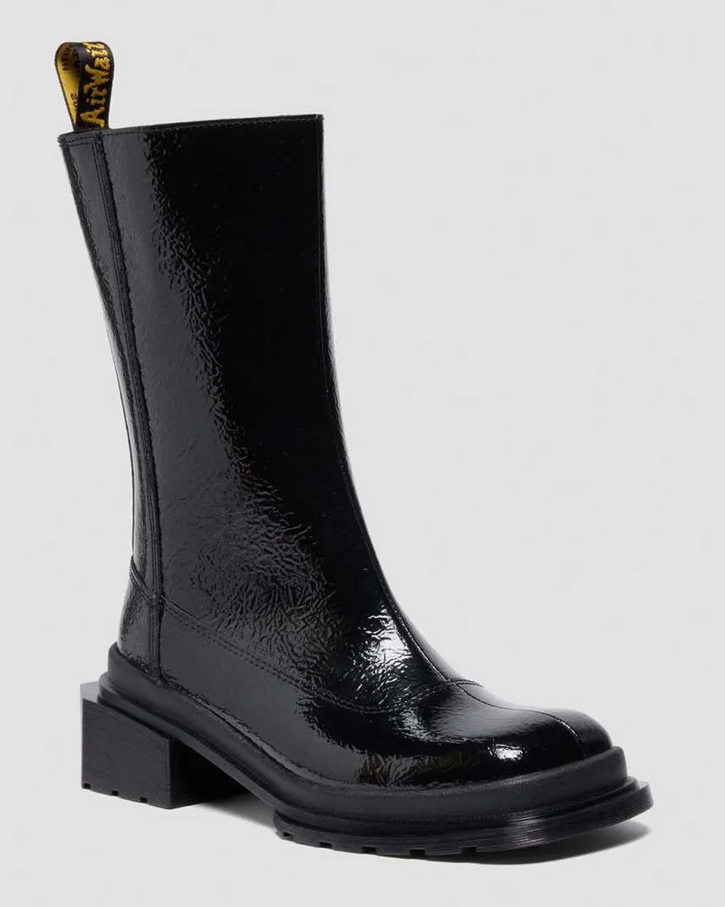 Dr.Martens Maybole Hi Square Toe Lackleder Chelsea Stiefel Schuhe in Schwarz, Größe Schwarz