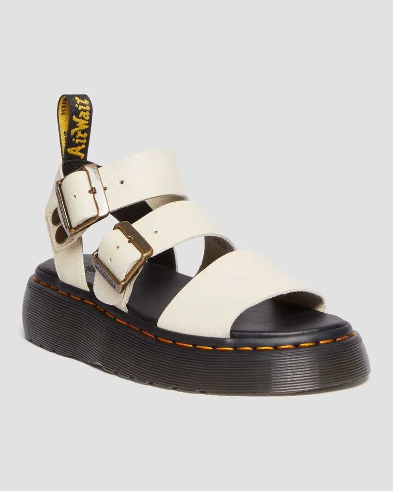 Dr.Martens Gryphon Quad Leder Plattform Sandalen in Creme, Größe Creme