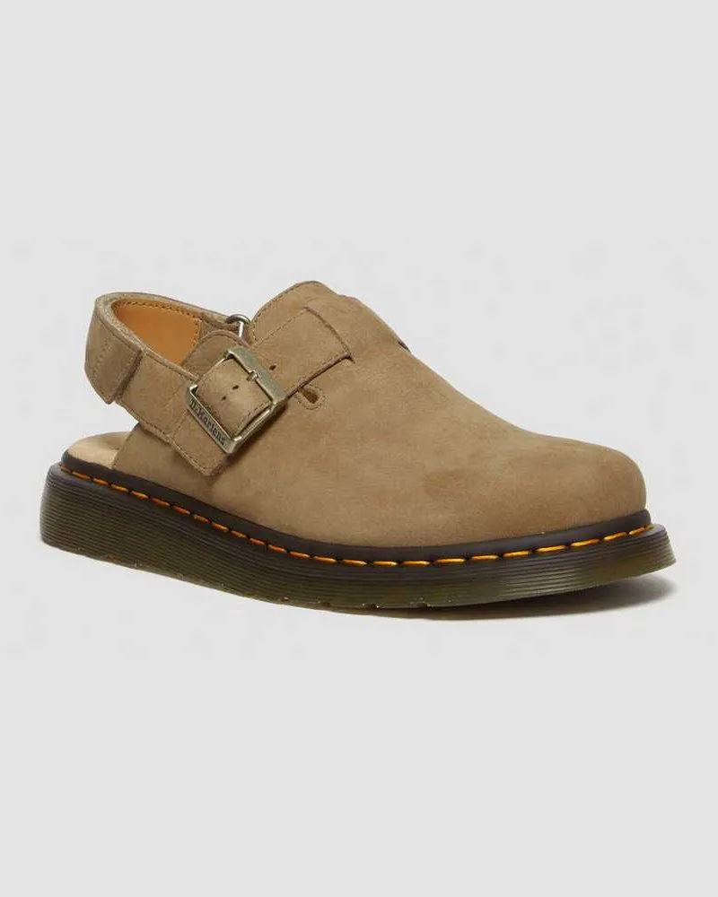 Dr.Martens Jorge II Tumbled Nubuck Leder Slingback Mules in Bräunen/Braun, Größe Bräunen