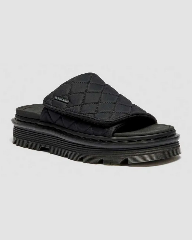 Dr.Martens Zebzag Quilted Canvas Plateau Slides in Schwarz, Größe Schwarz