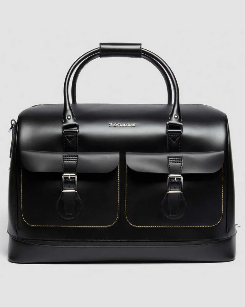 Dr.Martens Glattleder Weekender Tasche in Schwarz Schwarz