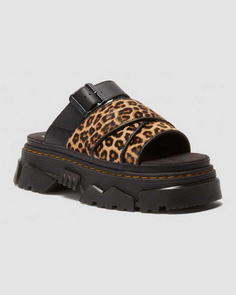 Dr.Martens Leder Mattison Leopard Slide Sandalen in Bräunen, Größe Bräunen