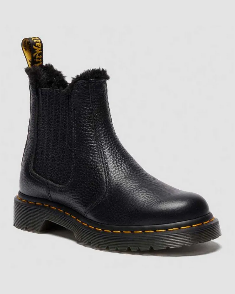 Dr.Martens 2976 Leonore II Soft Leder Chelsea Stiefel Mit Kunstfellfutter Schuhe in Schwarz, Größe Schwarz