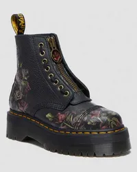 Dr.Martens Sinclair Decayed Roses Tumbled Nappa Leder Stiefel in Schwarz Schwarz