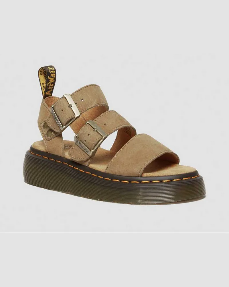 Dr.Martens Gryphon Tumbled Nubuck Leder Plateausandalen in Bräunen/Braun, Größe Bräunen