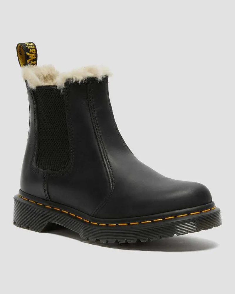 Dr.Martens Leder 2976 Leonore Chelsea Stiefel Mit Kunstpelzfutter Schuhe in Schwarz, Größe Schwarz