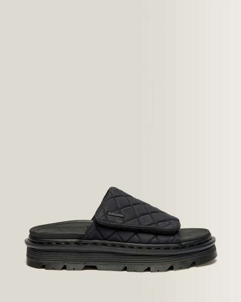 Dr.Martens Zebzag Quilted Canvas Plateau Slides in Schwarz, Größe Schwarz