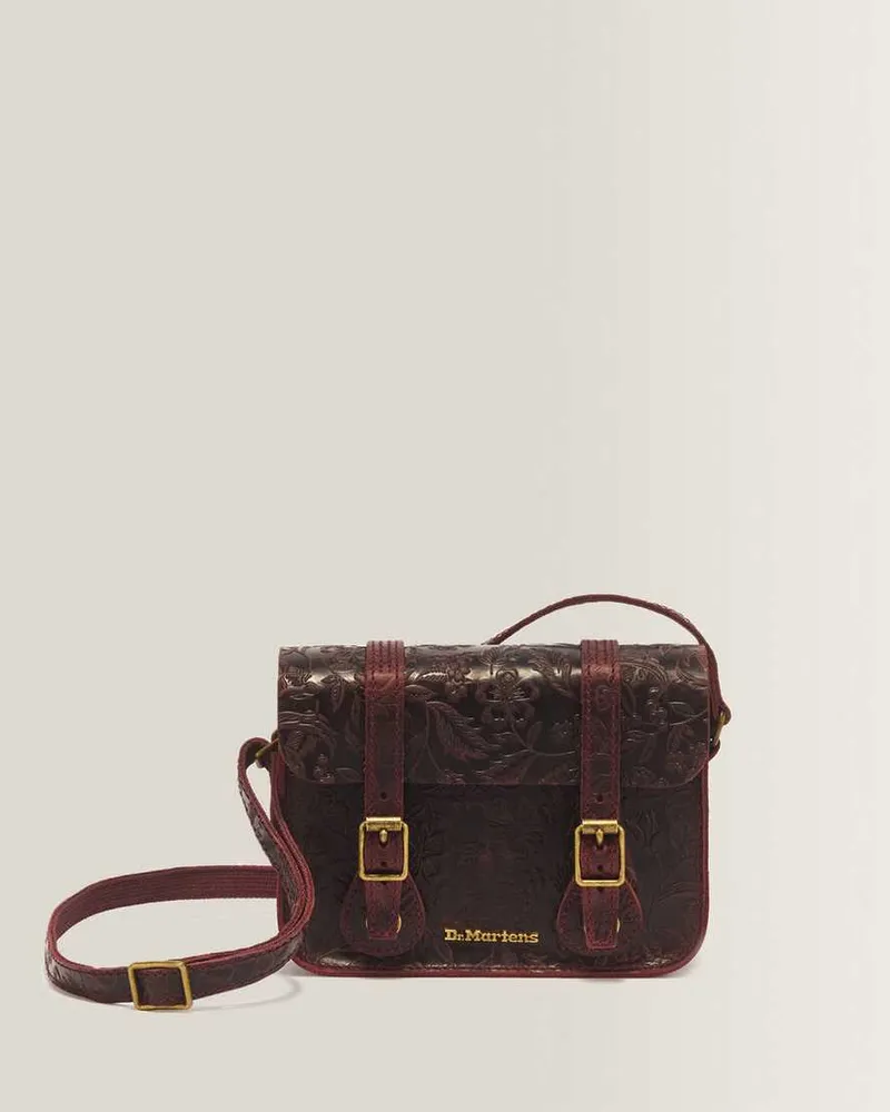 Dr.Martens Floral Emboss Crazy Horse Leder Umhängetasche Xx Cm in Rot Rot