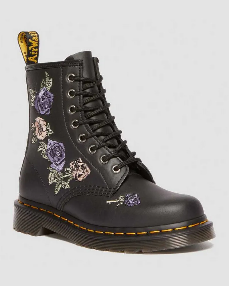 Dr.Martens 1460 Vonda Floral Reclaimed Leder Stiefel in Schwarz, Größe Schwarz