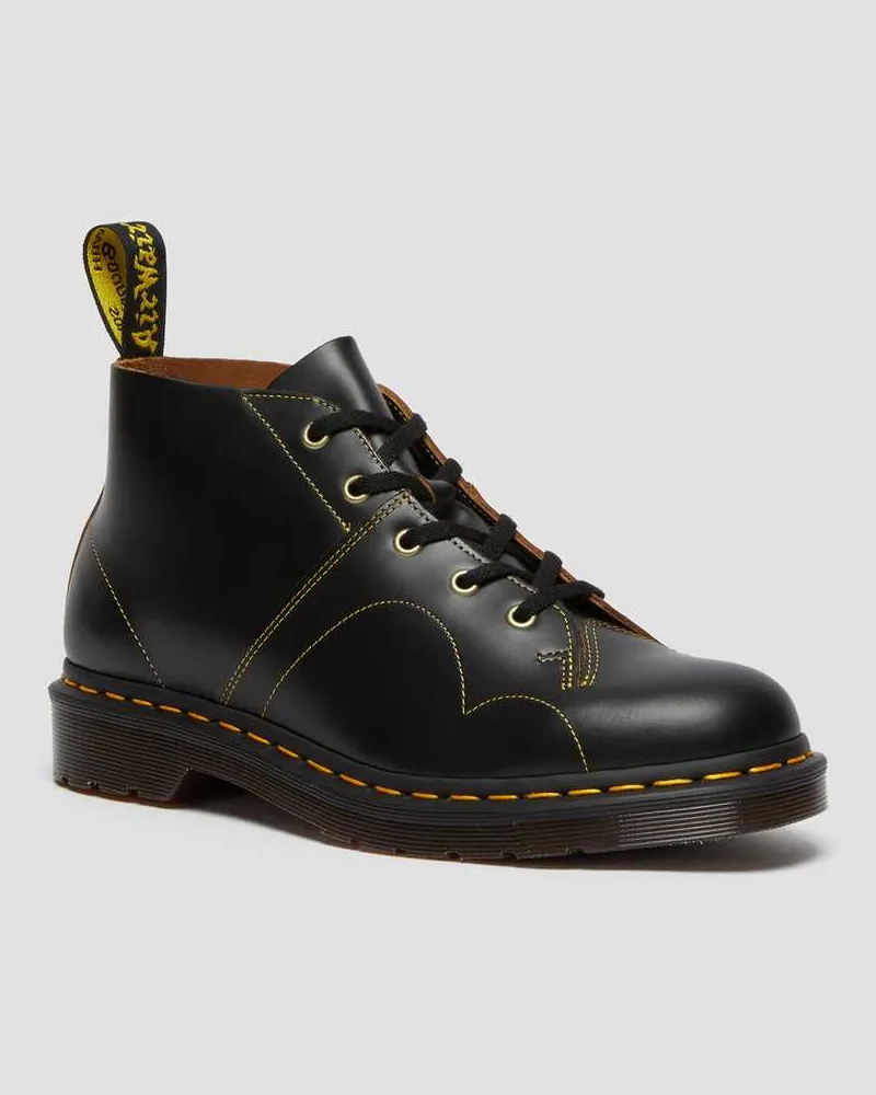 Dr.Martens Church Vintage Glatt, Leder Stiefel in Schwarz, Größe Schwarz