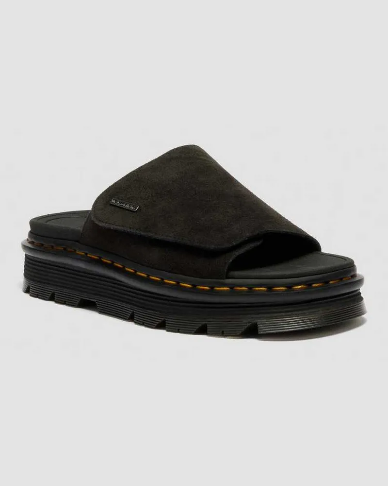 Dr.Martens Suède Zebzag Wildleder Plateau Slides in Schwarz, Größe Schwarz