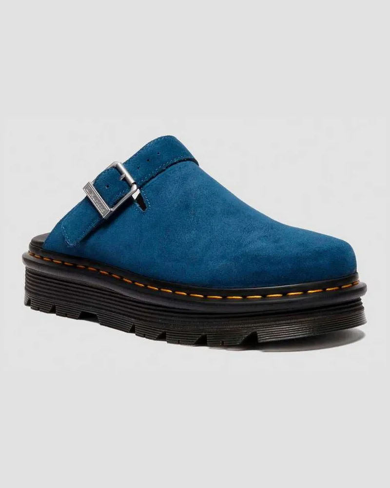 Dr.Martens Suède Zebzag Wildleder Casual Slingback Plateau Mules in Blau, Größe Blau