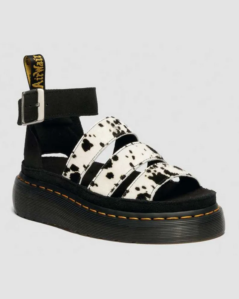 Dr.Martens Clarissa Strap Hair On Leder Quad Sandalen in Creme, Größe Creme