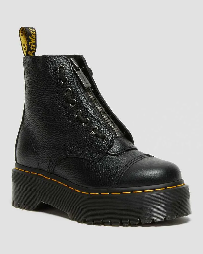 Dr.Martens Sinclair Gemilltes Nappaleder Plateaustiefel Schuhe in Schwarz, Größe Schwarz