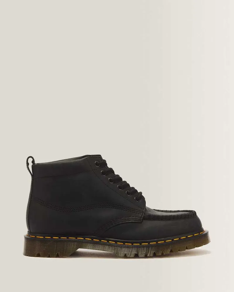 Dr.Martens Lowell Chukka 6-Ösen Crazy Horse Leder Moc Toe Stiefel in Schwarz, Größe Schwarz
