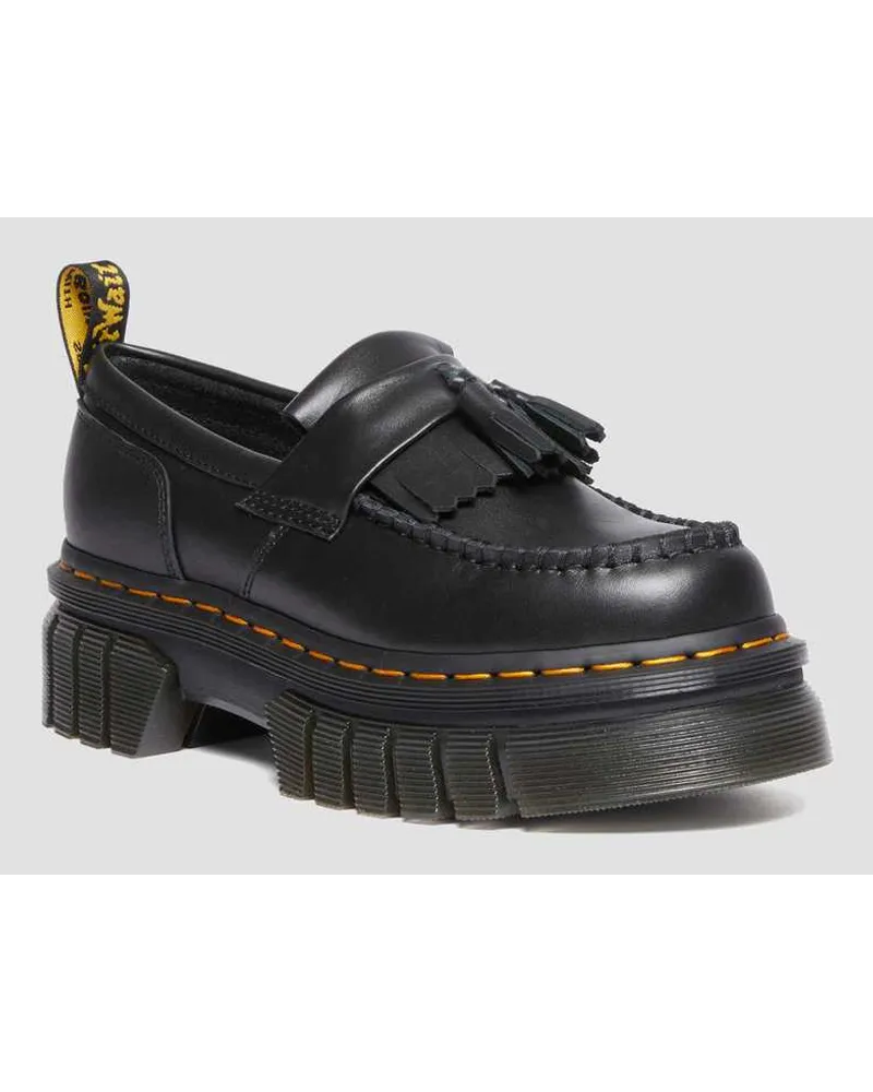 Dr.Martens Nappa Leder Audrick Nappa Lux Plateau Loafer in Schwarz Schwarz