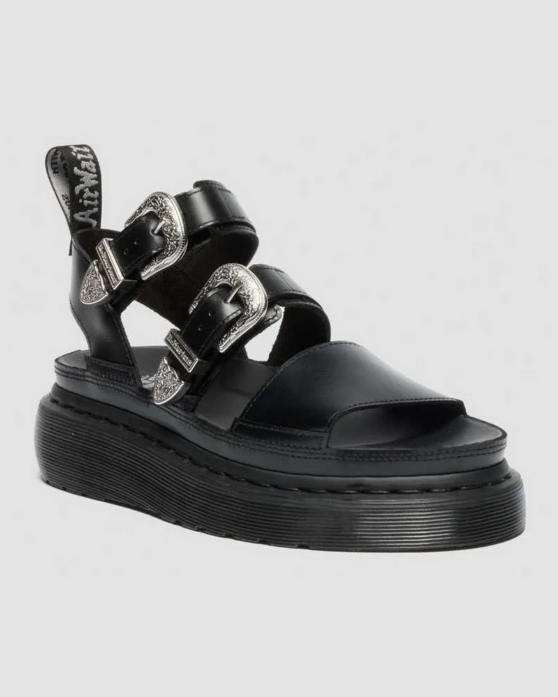 Dr.Martens Leder Gryphon Quad Gladiator Plateau Sandalen in Schwarz, Größe Schwarz