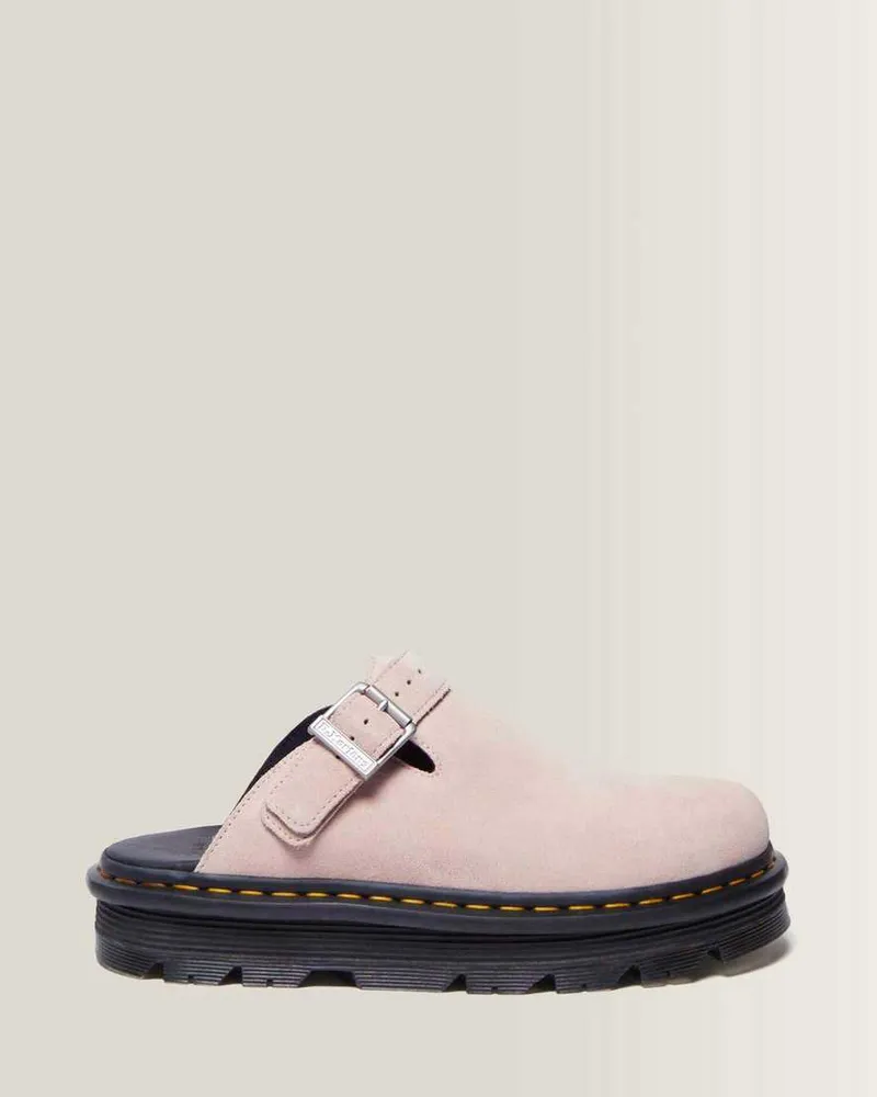 Dr.Martens Suède Zebzag Wildleder Casual Slingback Plateau Mules in Rosa, Größe Rosa