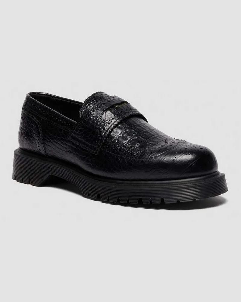 Dr.Martens Penton Brogues Emboss Leder Loafer in Schwarz, Größe Schwarz