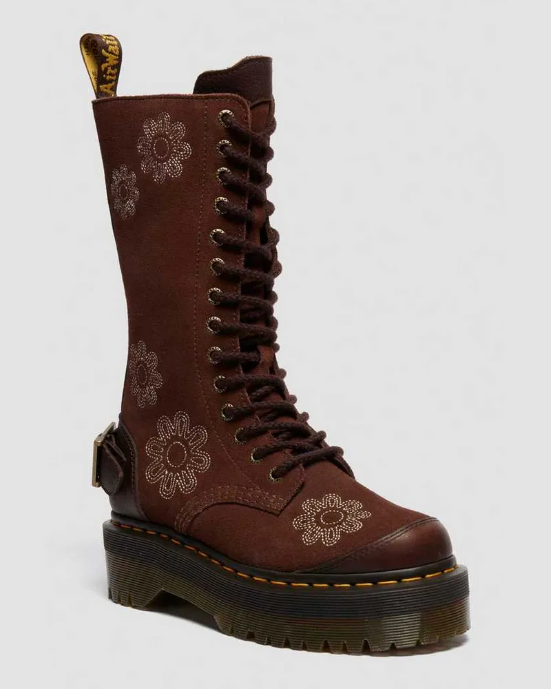 Dr.Martens 1B99 Dunnet Flower Wildleder Plateaustiefel Schuhe in Braun, Größe Braun