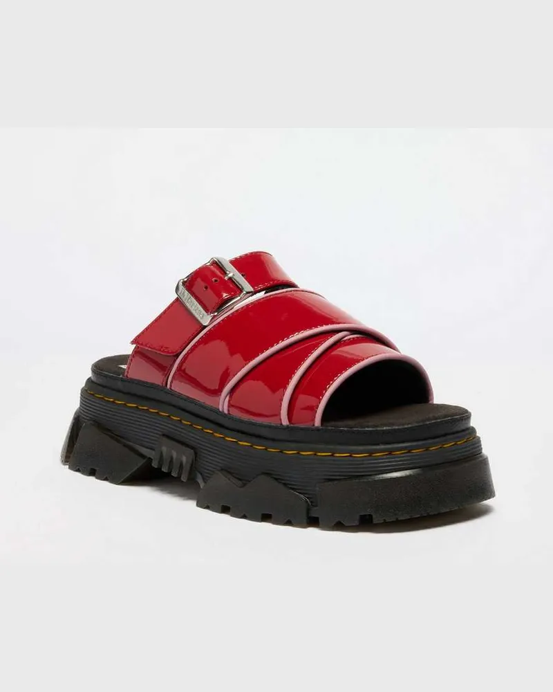 Dr.Martens Mattison Slide Soft LackLeder Sandalen in Rot, Größe Rot