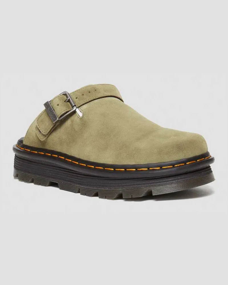 Dr.Martens Suède Zebzag Wildleder Casual Slingback Plateau Mules in Grün Grün