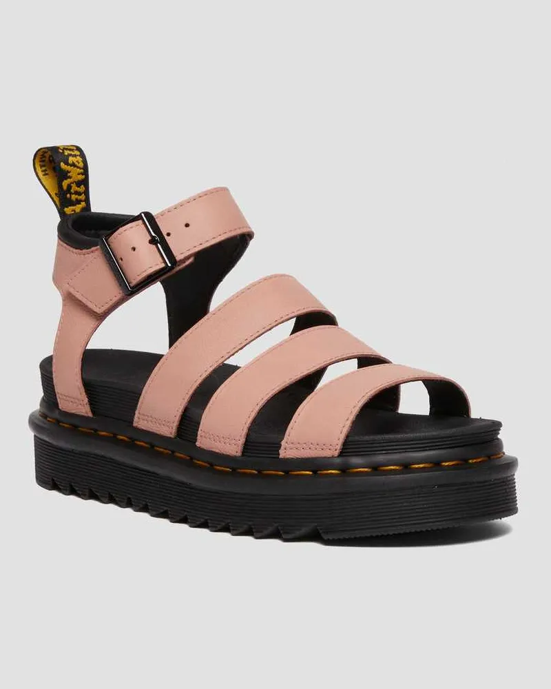 Dr.Martens Blaire Pisa Leder Plateau Riemensandalen in Rosa, Größe Rosa